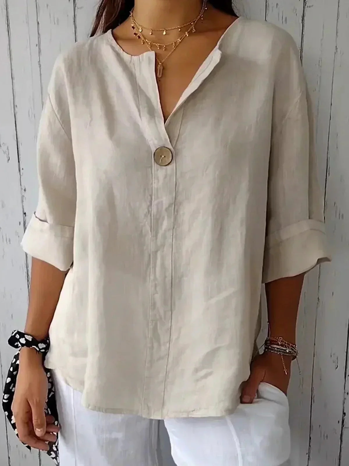 Arahi - Casual V-Neck Blouse