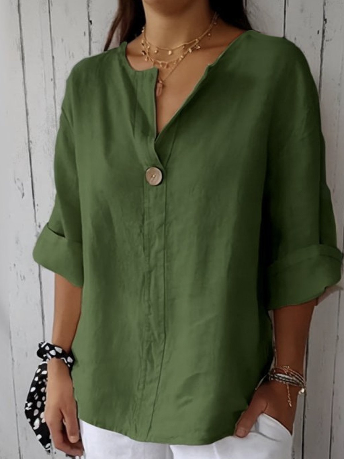 Arahi - Casual V-Neck Blouse